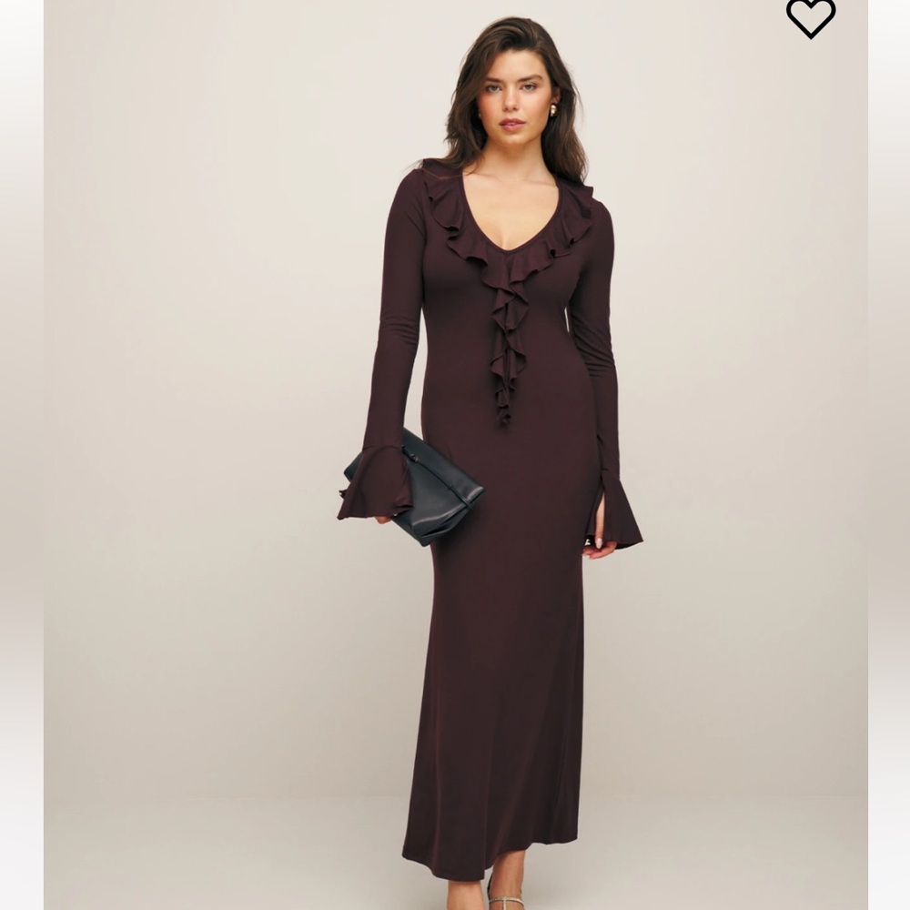 Reformation Jovie Knit Dress in Mole brown size XL